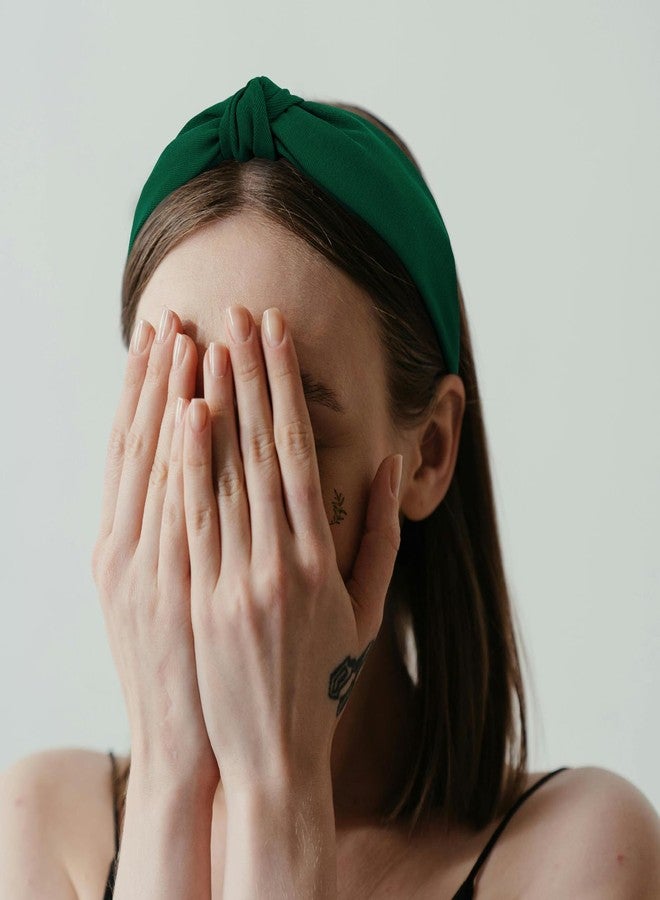 Ondder Green Top Knot Headband for Women Girls Non Slip Fashion Wide Knotted Headbands Hair Accessories for Women Girls - Image 4